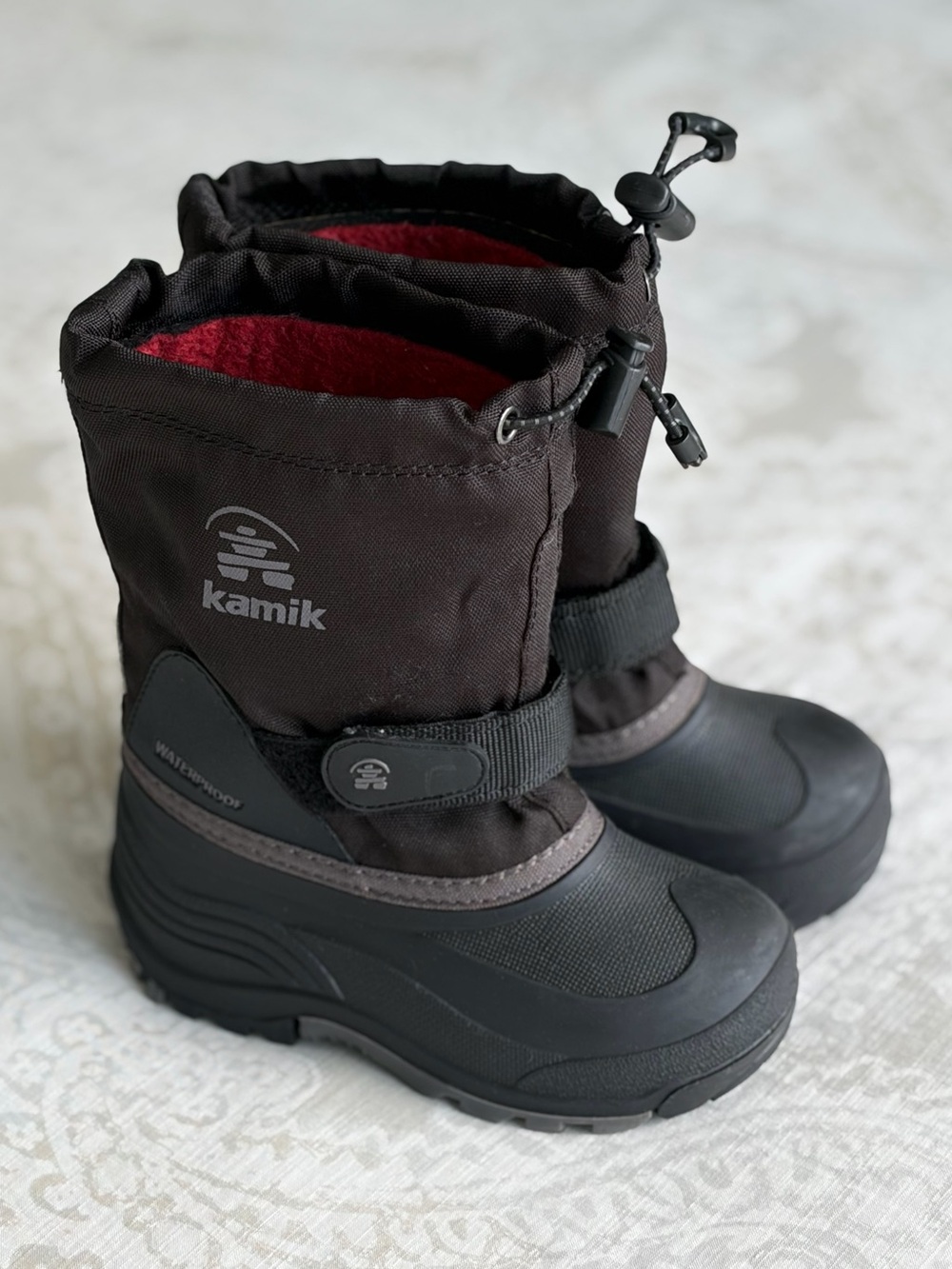 Kamik Kids Waterproof Snow Boots with Red Lining